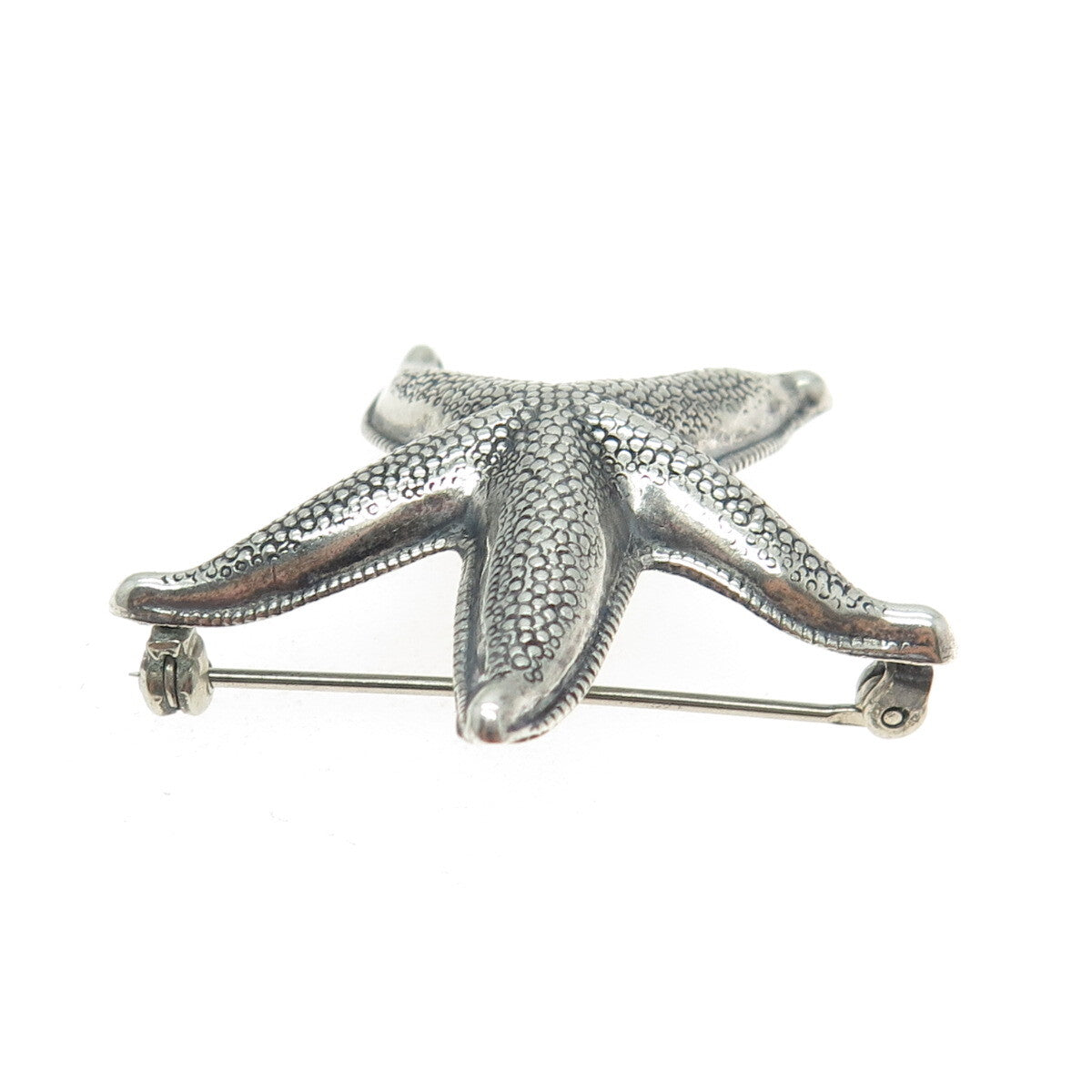 BEAU 925 Sterling Silver Antique Art Deco Starfish Oxidized Pin Brooch