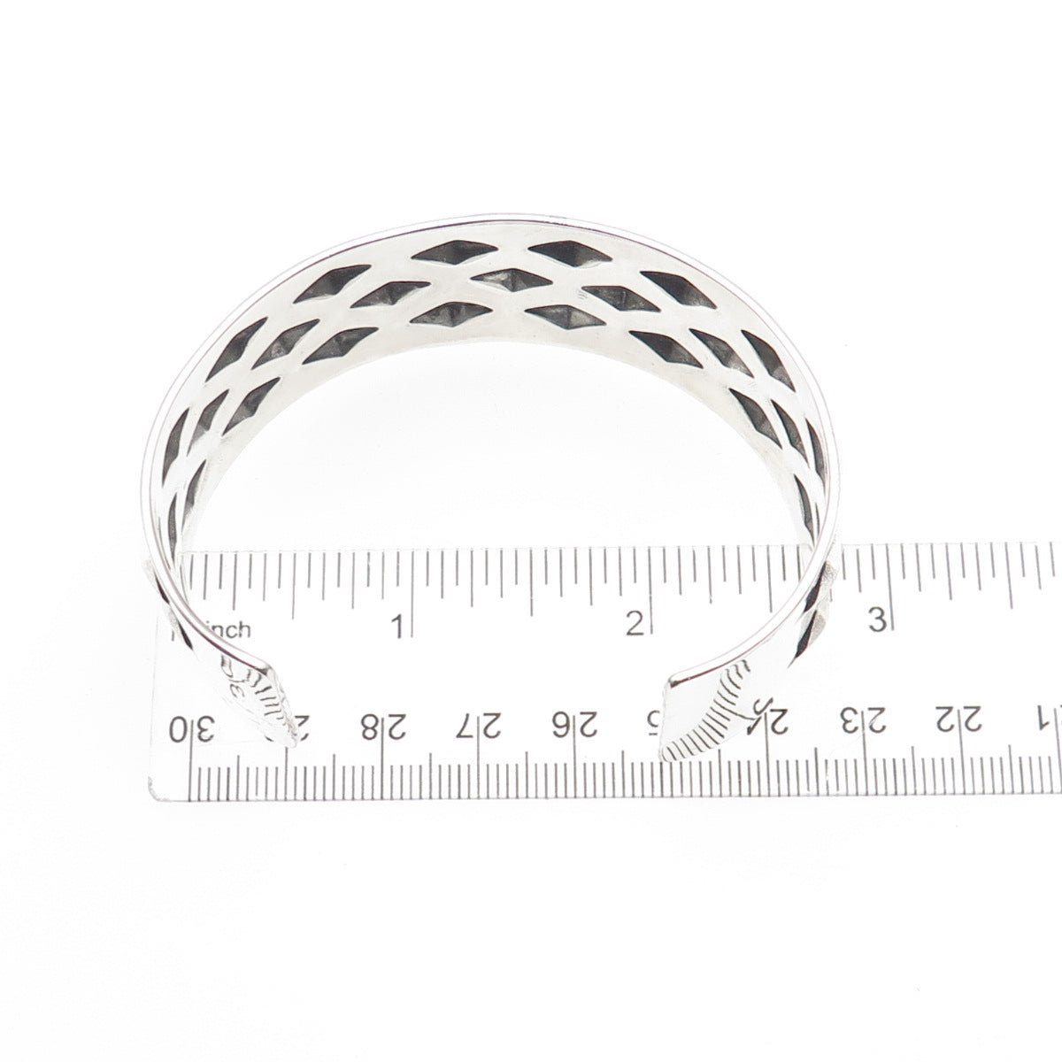 925 Sterling Silver Vintage Diamond-Shape Oxidized Adjustable Bracelet 7.25"