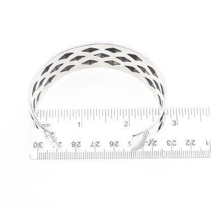 925 Sterling Silver Vintage Diamond-Shape Oxidized Adjustable Bracelet 7.25"