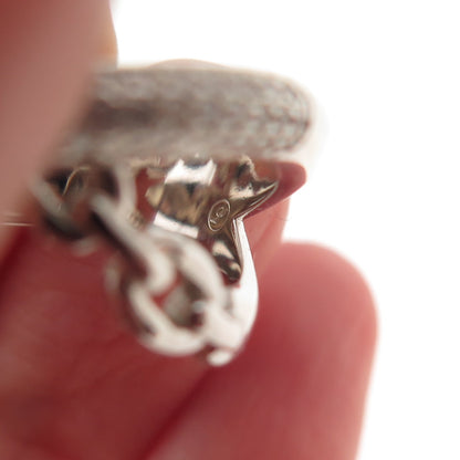925 Sterling Silver Round-Cut C Z Multi-Chain Crossover Ring Size 6