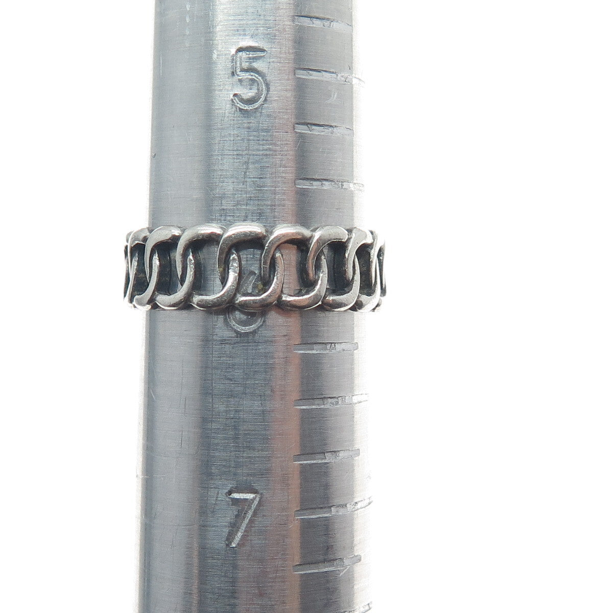 925 Sterling Silver Vintage Curb Oxidized Band Ring Size 6
