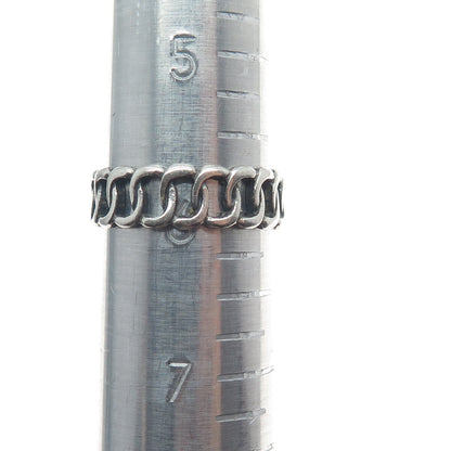 925 Sterling Silver Vintage Curb Oxidized Band Ring Size 6