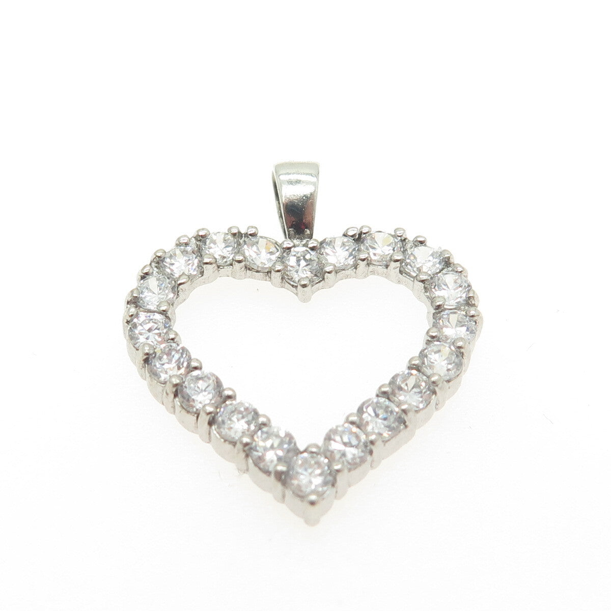 925 Sterling Silver Round-Cut C Z Heart Pendant