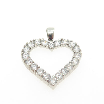 925 Sterling Silver Round-Cut C Z Heart Pendant