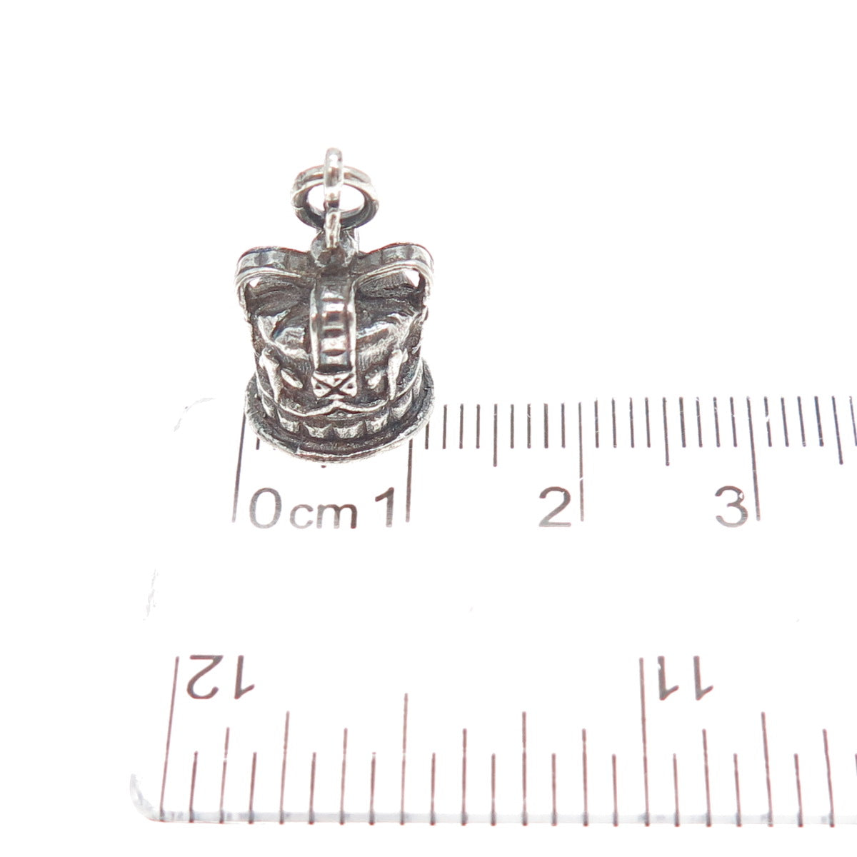 925 Sterling Silver Vintage Royal Crown Fleur de Lis Oxidized 3D Charm Pendant