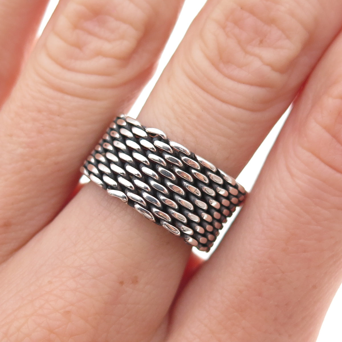 Tiffany & Co. 925 Sterling Silver Vintage Somerset Mesh Ring Size 10