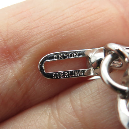 ANSON 925 Sterling Silver Vintage Curb Chain Tag Key Ring