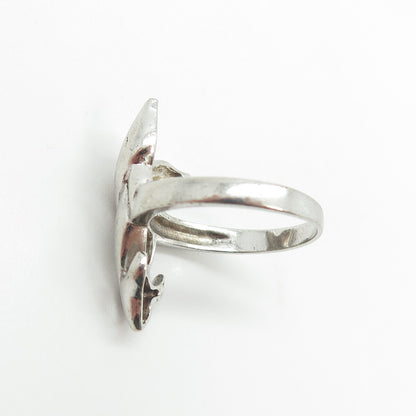 925 Sterling Silver Vintage Dolphin Couple Modernist Ring Size 7.25
