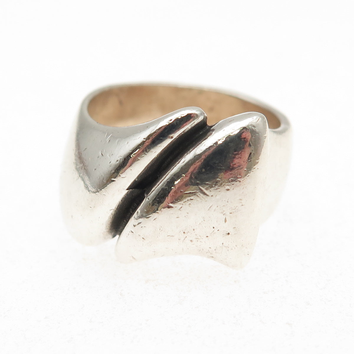 Pia Rauff 925 Sterling Silver Vintage Denmark Modernist Oxidized Ring Size 7