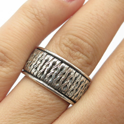 925 Sterling Silver Vintage Twisted Ball Ring Size 7.75