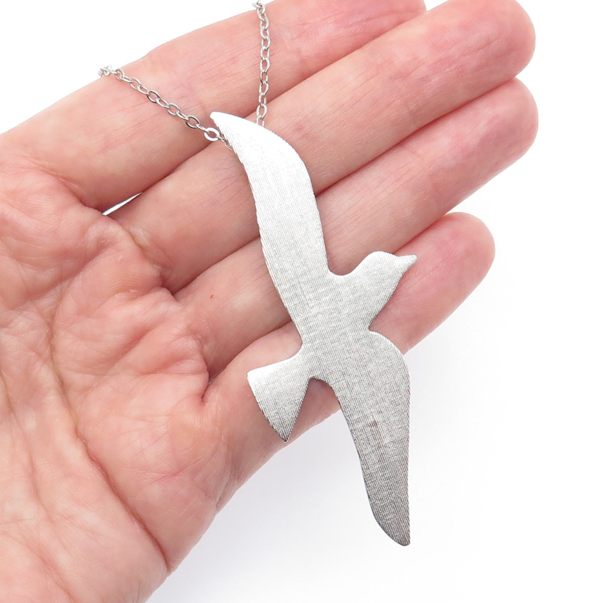 D. NAGIN MFG. 925 Sterling Silver Vintage Seagull Bird Cable Chain Necklace 18"