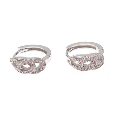 925 Sterling Silver Round-Cut C Z Interlocked Hoop Earrings