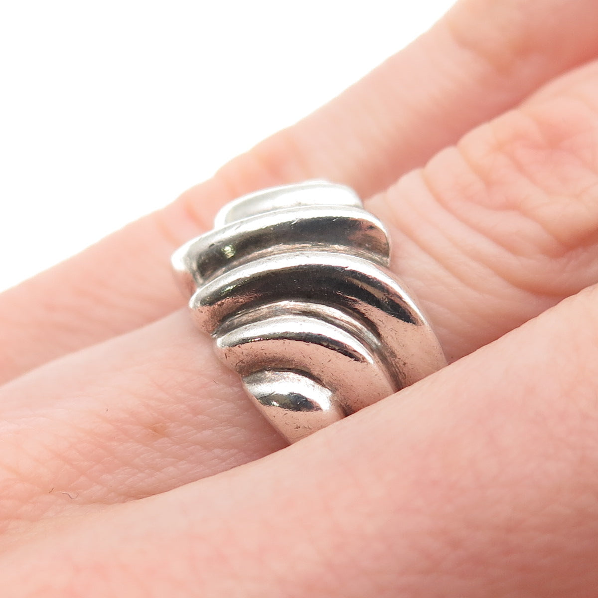 Chapal Zenray 925 Sterling Silver Vintage Modernist Oxidized Ring Size 6