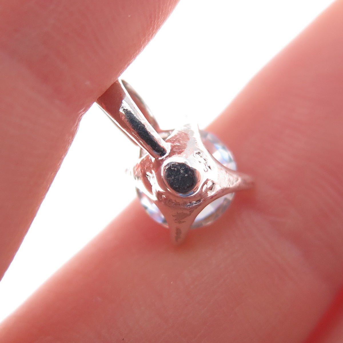 925 Sterling Silver Round-Cut C Z Mini Charm Pendant