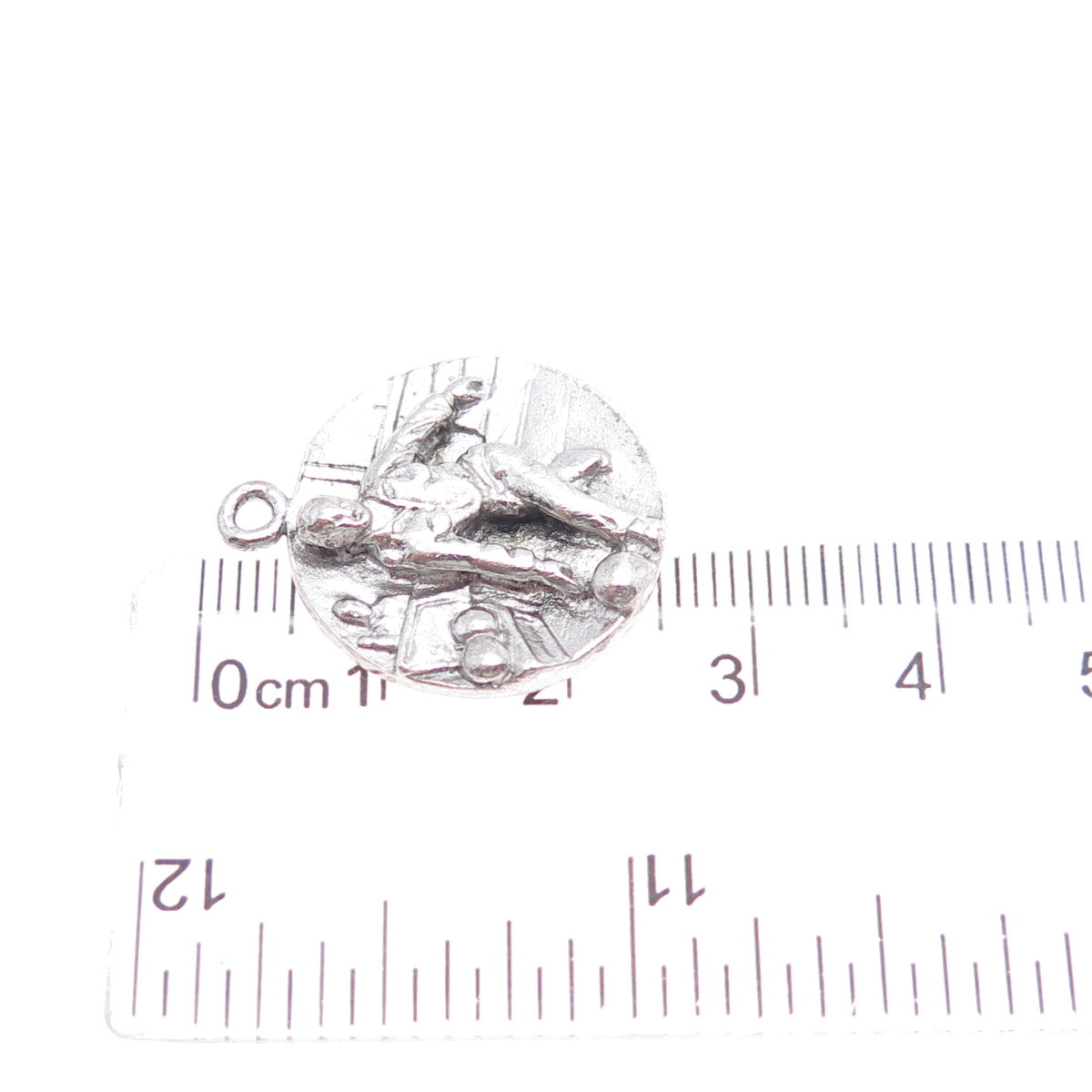 CHARM CRAFT 925 Sterling Silver Vintage Bowling Player Oxidized Pendant