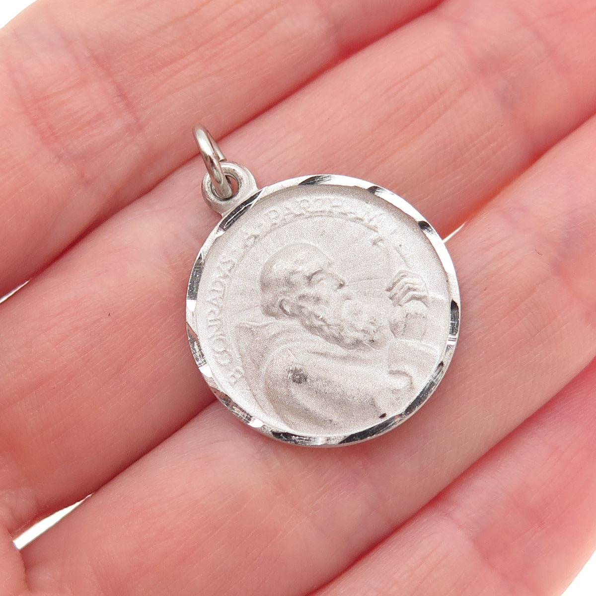 925 Sterling Silver Filled Vintage Saint John Eudes Mini Charm Pendant