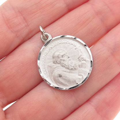 925 Sterling Silver Filled Vintage Saint John Eudes Mini Charm Pendant