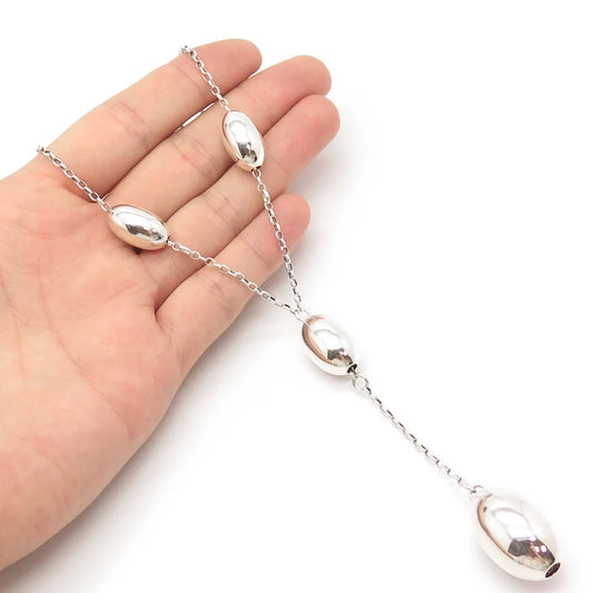 925 Sterling Silver Vintage Italy Ball Station Rolo Chain Necklace 17"