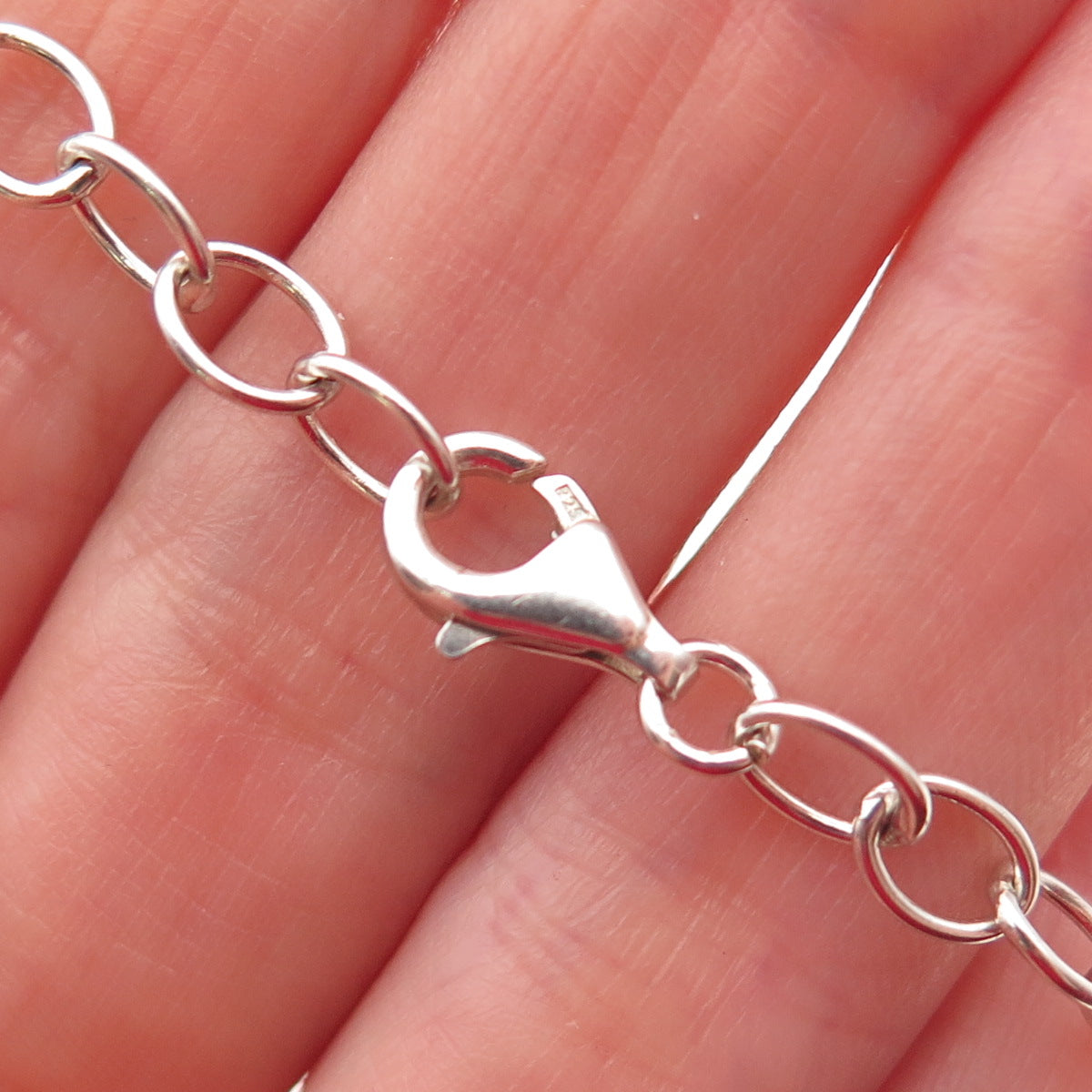 925 Sterling Silver Vintage Oval Link Bracelet 7.5"