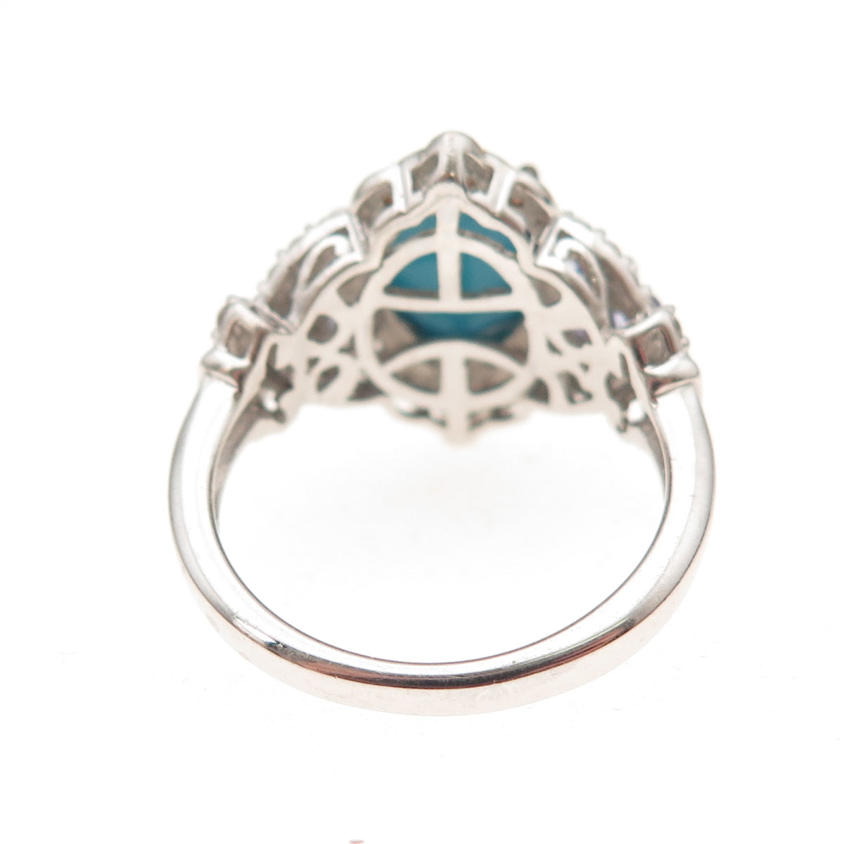 Chuck Clemency 925 Sterling 2-Tone Diamond Turquoise Tanzanite Topaz Ring Size 8