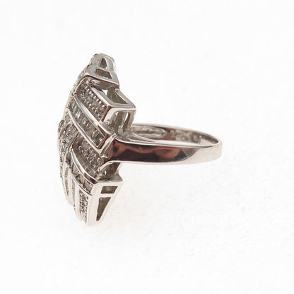 Collins 925 Sterling Silver Round Princess & Radiant-Cut C Z Ring Size 6