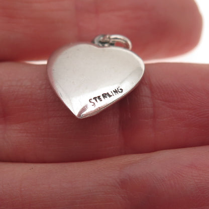 925 Sterling Silver Antique Art Deco Calla Lily Chatelaine Heart Mini Pendant