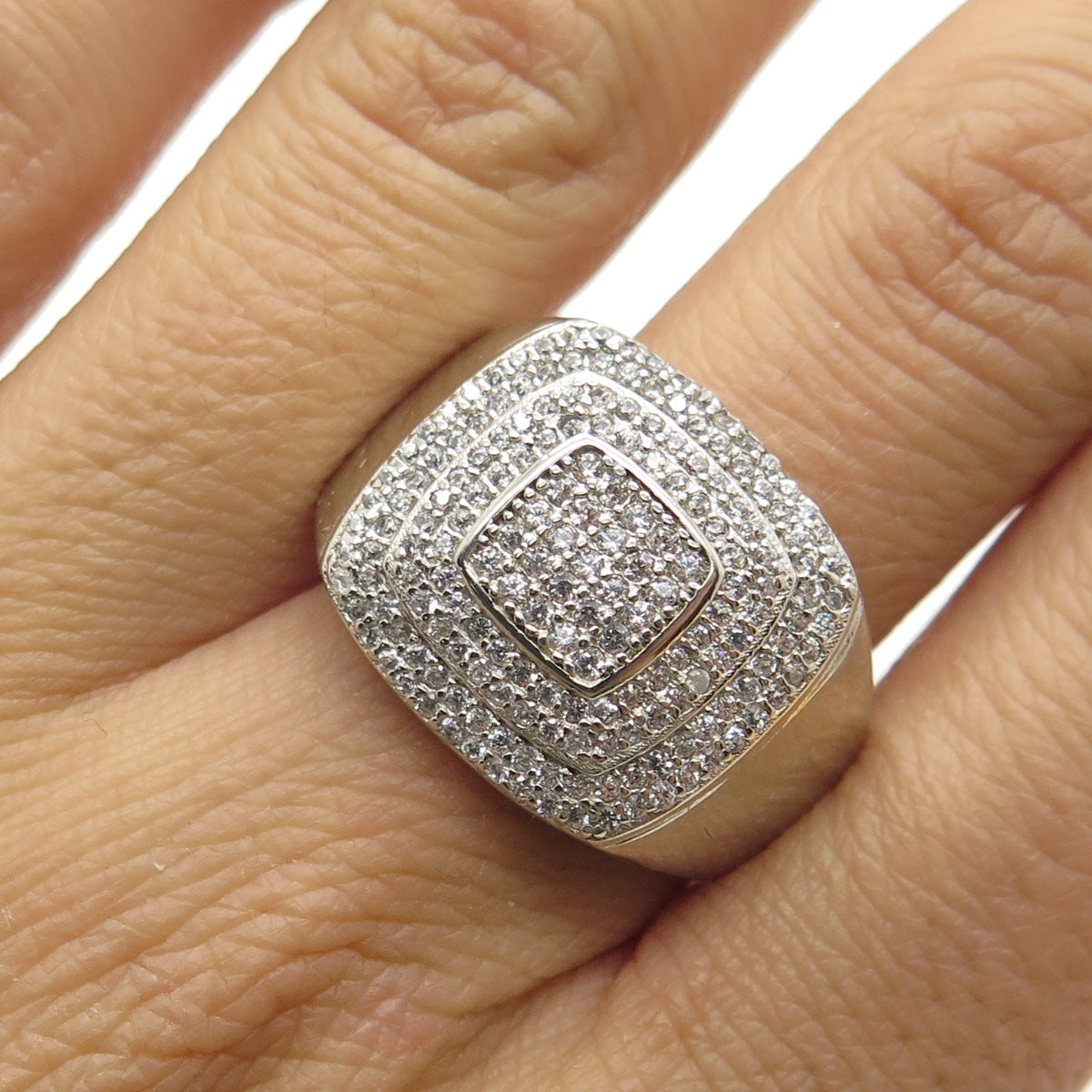 925 Sterling Silver Pave C Z Ring Size 11.5