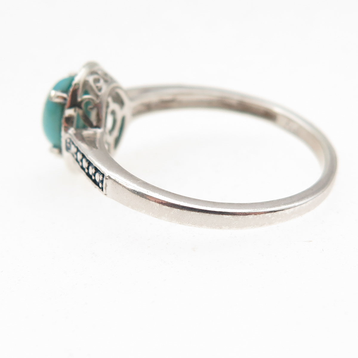 Chuck Clemency 925 Sterling Silver Real Blue Diamond & Turquoise Ring Size 7.75