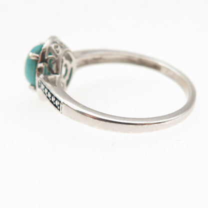 Chuck Clemency 925 Sterling Silver Real Blue Diamond & Turquoise Ring Size 7.75