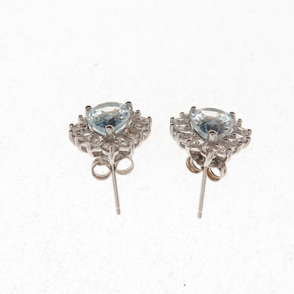 Harold Trujillo 925 Sterling Silver Real Blue & White Topaz Teardrop Earrings