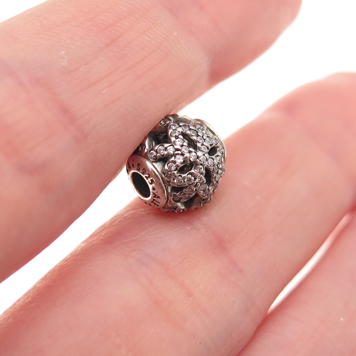 Pandora 925 Sterling Silver C Z Essence Appreciation Slide Bead Charm