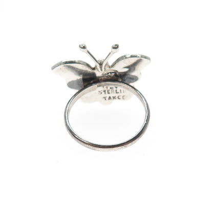 925 Sterling Silver Vintage Mexico Enamel Butterfly Ring Size 5.75
