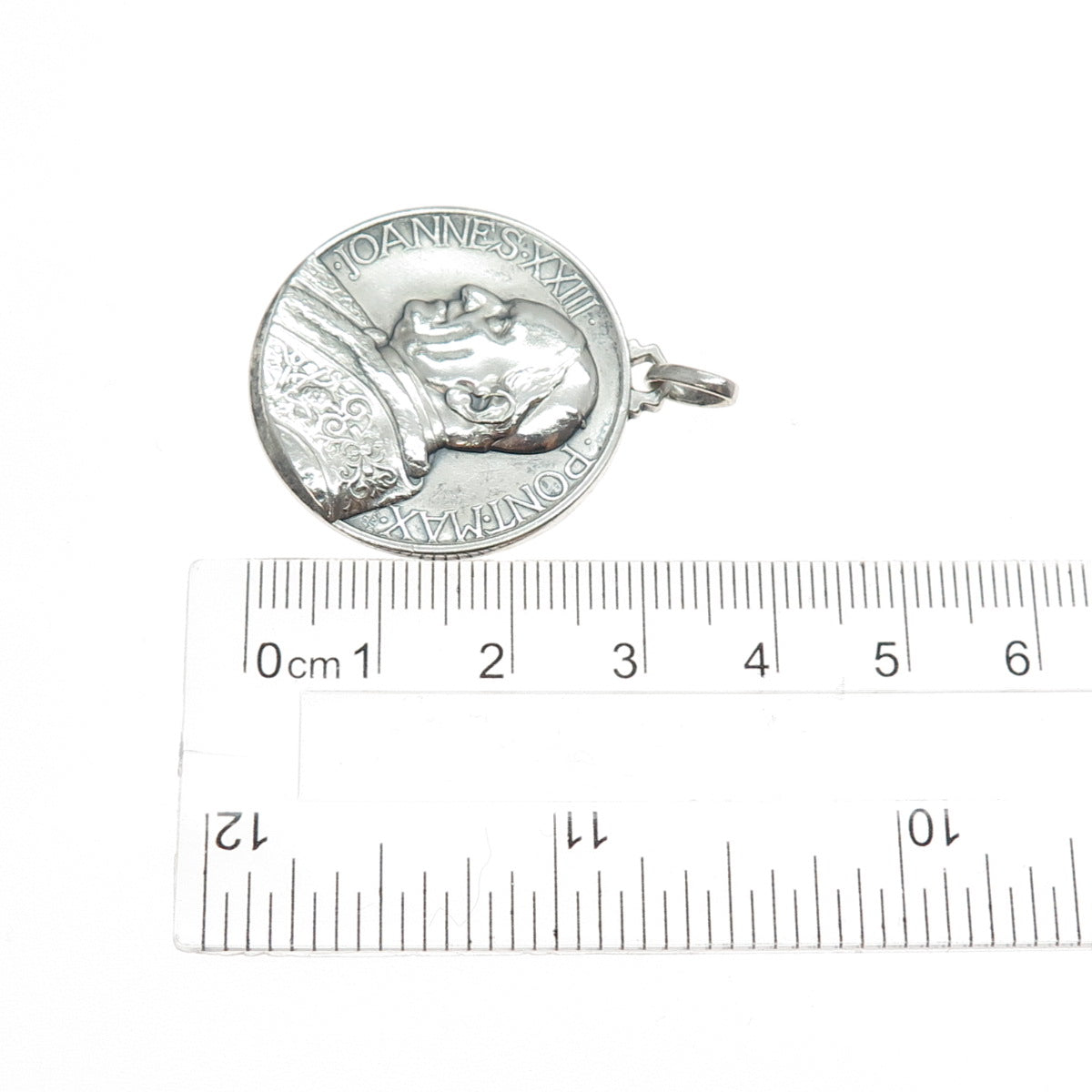 R. RICCI-FIRENZE 800 Silver Vintage Italy Pope John XXIII St. Mary Medal Pendant