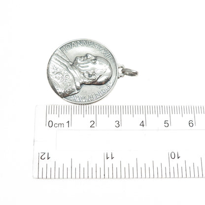 R. RICCI-FIRENZE 800 Silver Vintage Italy Pope John XXIII St. Mary Medal Pendant