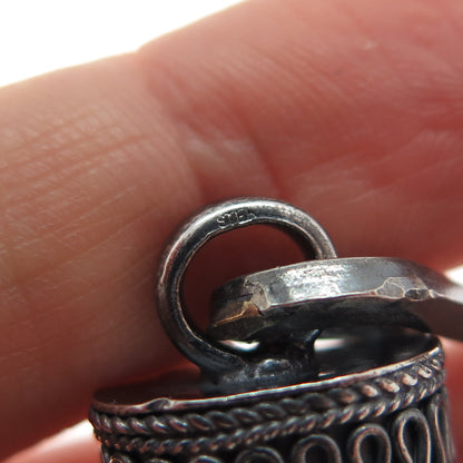 925 Sterling Silver Vintage Oxidized Cannetille Link Bracelet 7.25"