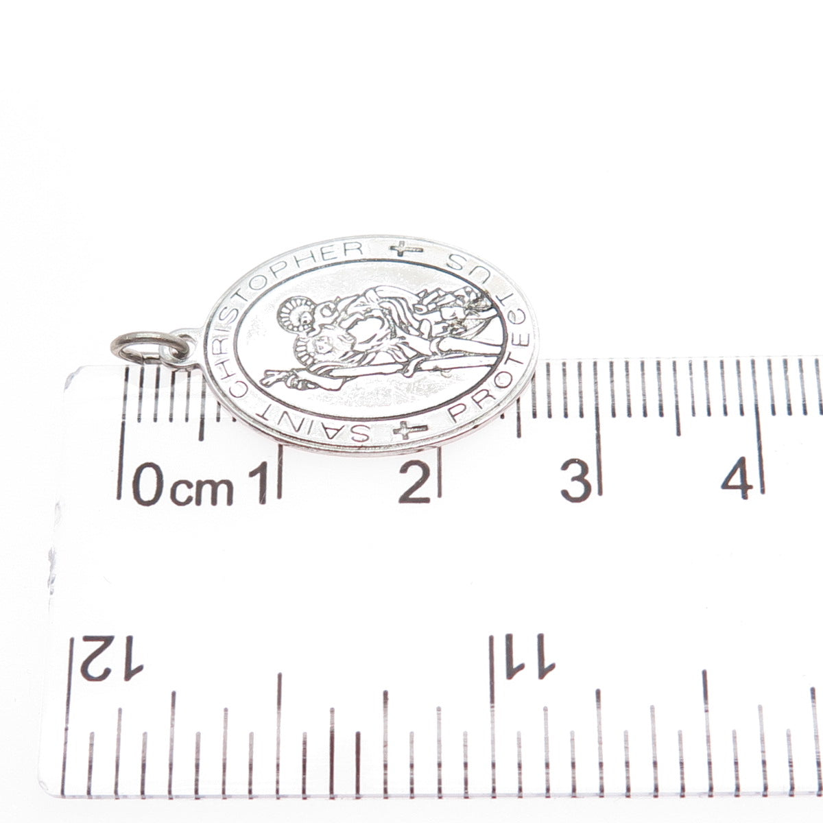 925 Sterling Silver Vintage St. Christopher Religious Medal Charm Pendant