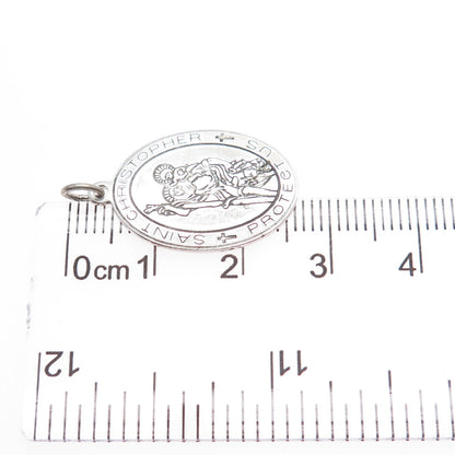925 Sterling Silver Vintage St. Christopher Religious Medal Charm Pendant