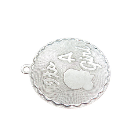 925 Sterling Silver Vintage "It's A Girl" Charm Pendant