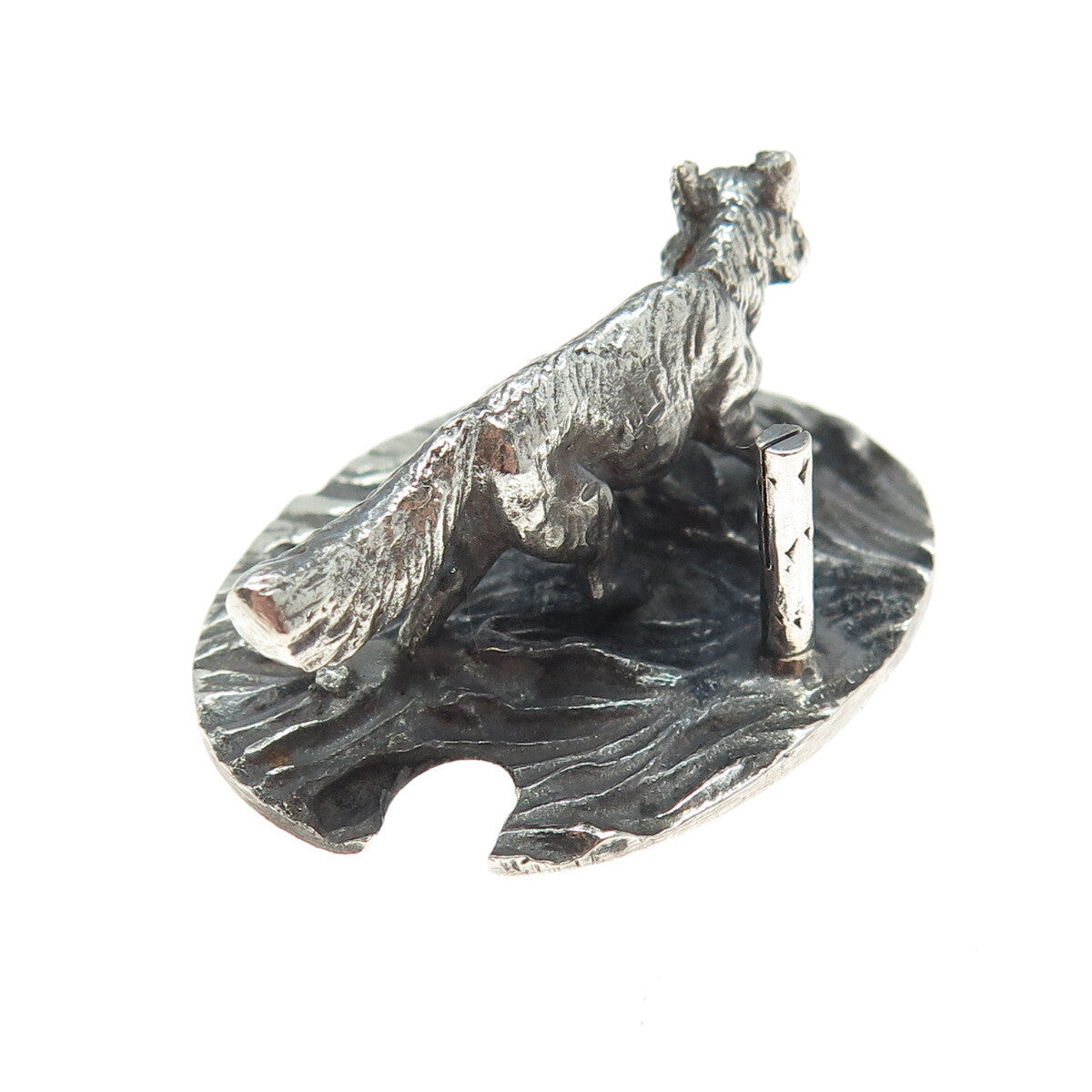 800 Silver Antique Italy Hunting Fox Oxidized Miniature Figurine