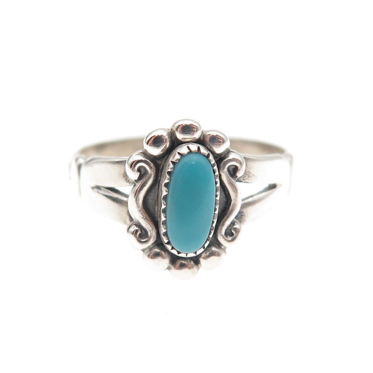 Bell Trading Post Old Pawn Sterling Silver Vintage Turquoise Tribal Ring Size 6