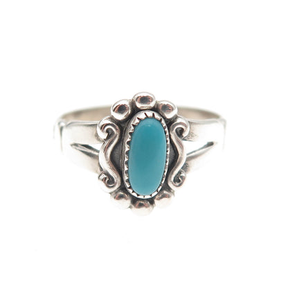 Bell Trading Post Old Pawn Sterling Silver Vintage Turquoise Tribal Ring Size 6