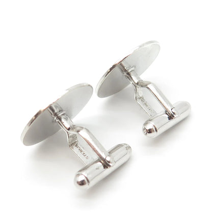 925 Sterling Silver Vintage Textured Round Cufflinks