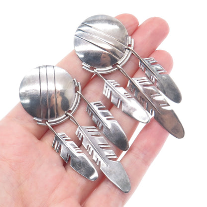 RAY TRACEY & KNIFEWING SEGURA Old Pawn Sterling Silver Feather Tribal Earrings