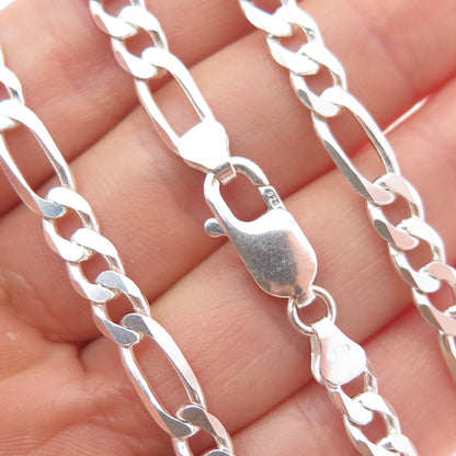 925 Sterling Silver Vintage Italy Figaro Chain Necklace 24"