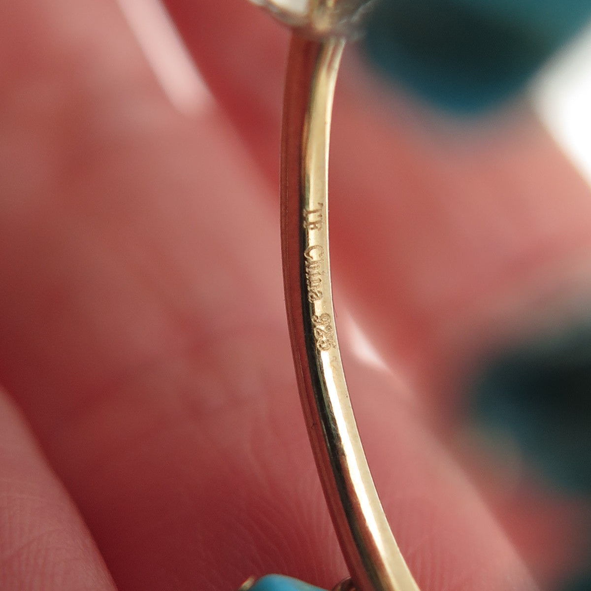 925 Sterling Silver Gold Plated Real Turquoise Beads Hoop Earrings