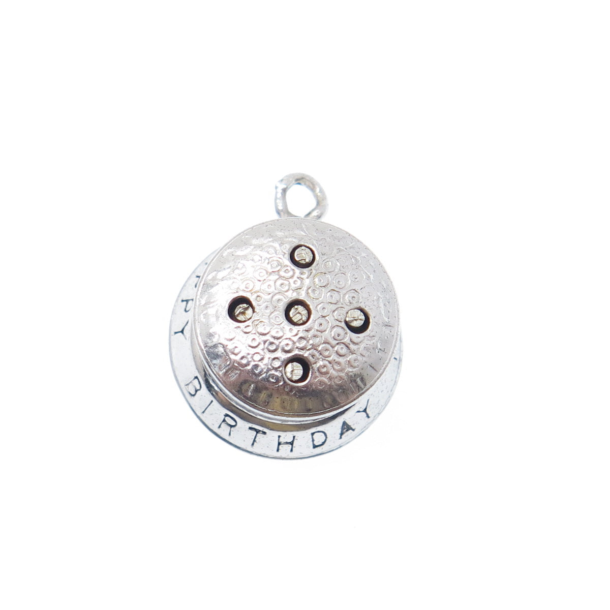 925 Sterling Silver Antique Happy Birthday To You Cake Minimalist Charm Pendant