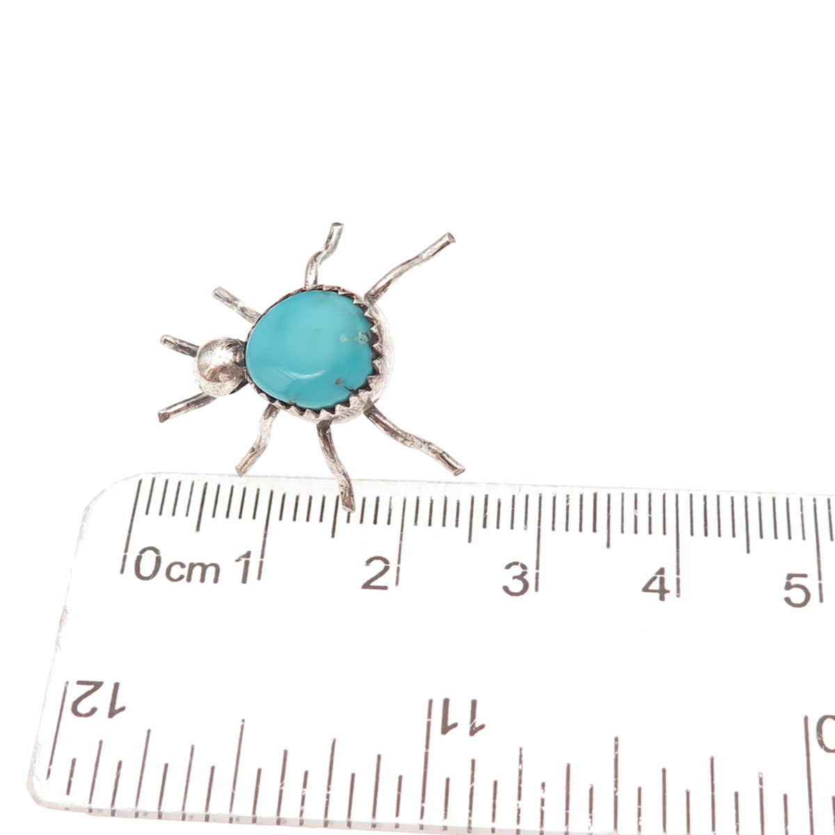 Old Pawn 925 Sterling Silver Vintage Southwestern Turquoise Spider Lapel Pin