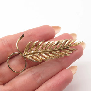 925 Sterling Silver Gold Plated Vintage Wells Leaf Pin Brooch