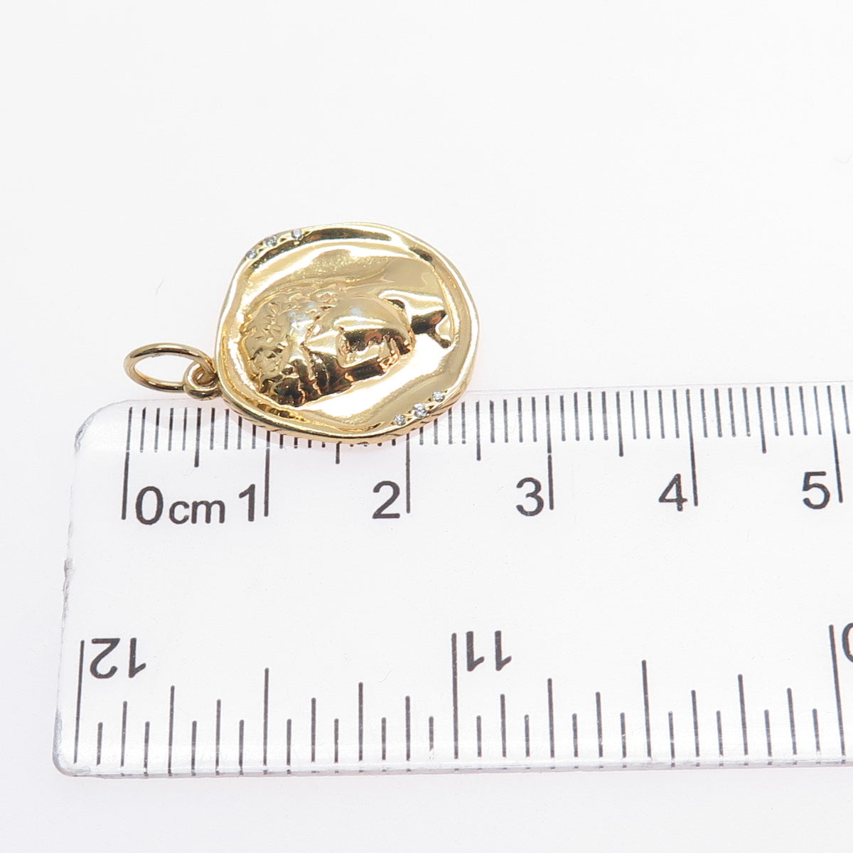 Hermina Athens 925 Sterling Silver Gold Plated C Z Hermis Charm Pendant