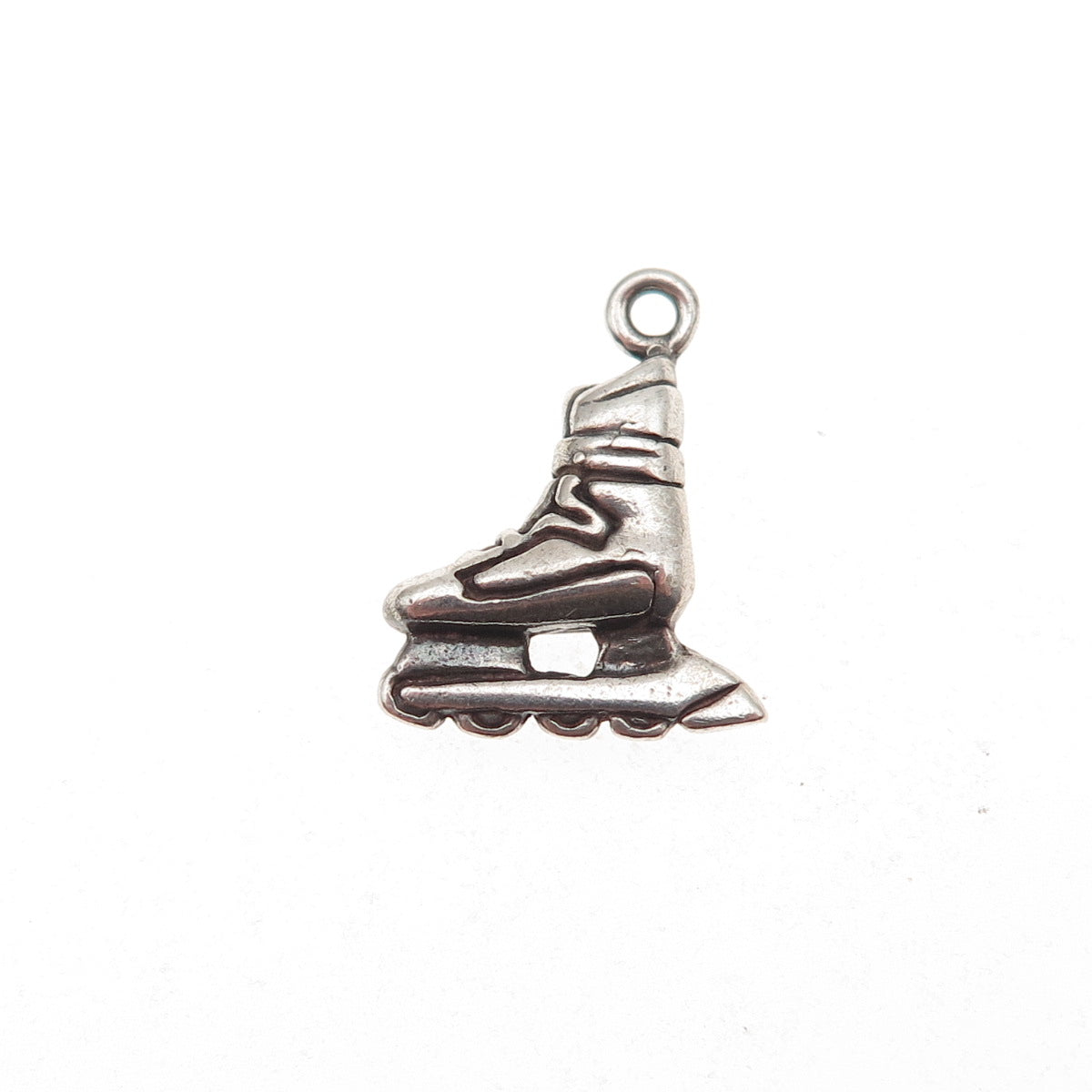 925 Sterling Silver Vintage Rollerblade Skate Oxidized Mini Charm Pendant